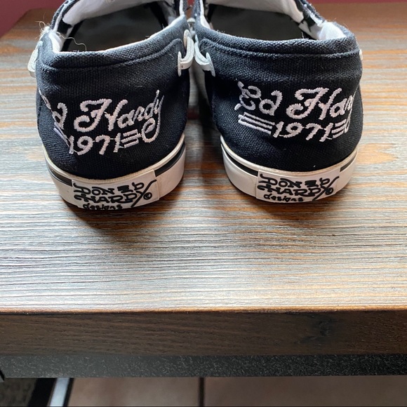 Ed Hardy canvas slip on boat shoes - Picture 3 of 7